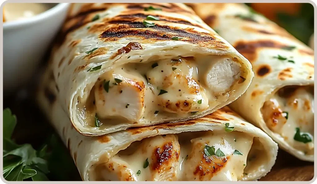 Cheesy Garlic Chicken Wraps