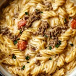 Creamy ground beef pasta