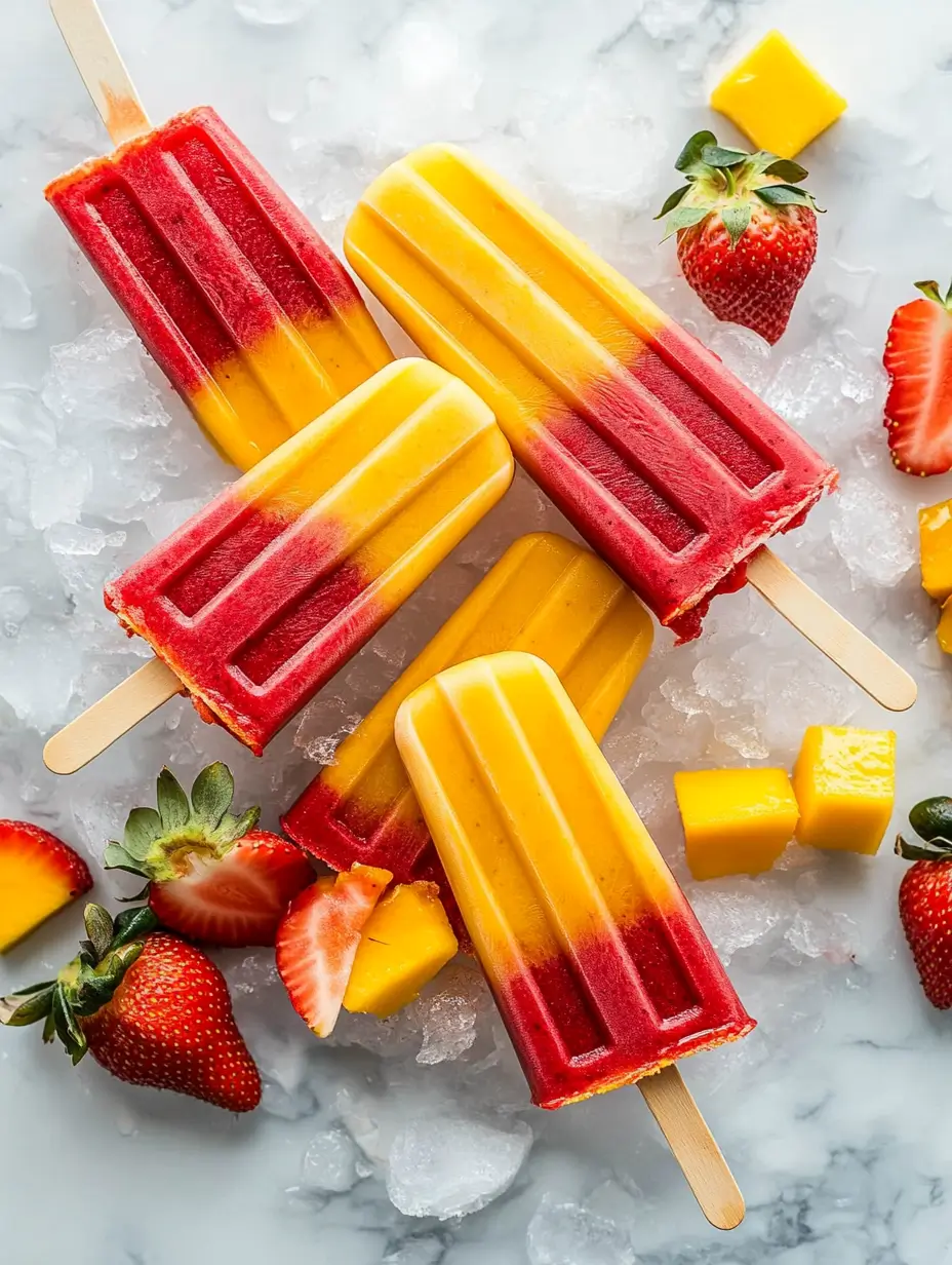 Strawberry Mango Popsicles