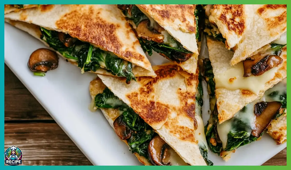 Baked spinach mushroom quesadillas