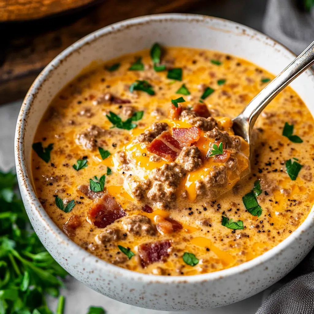 Low-Carb Cheeseburger Soup