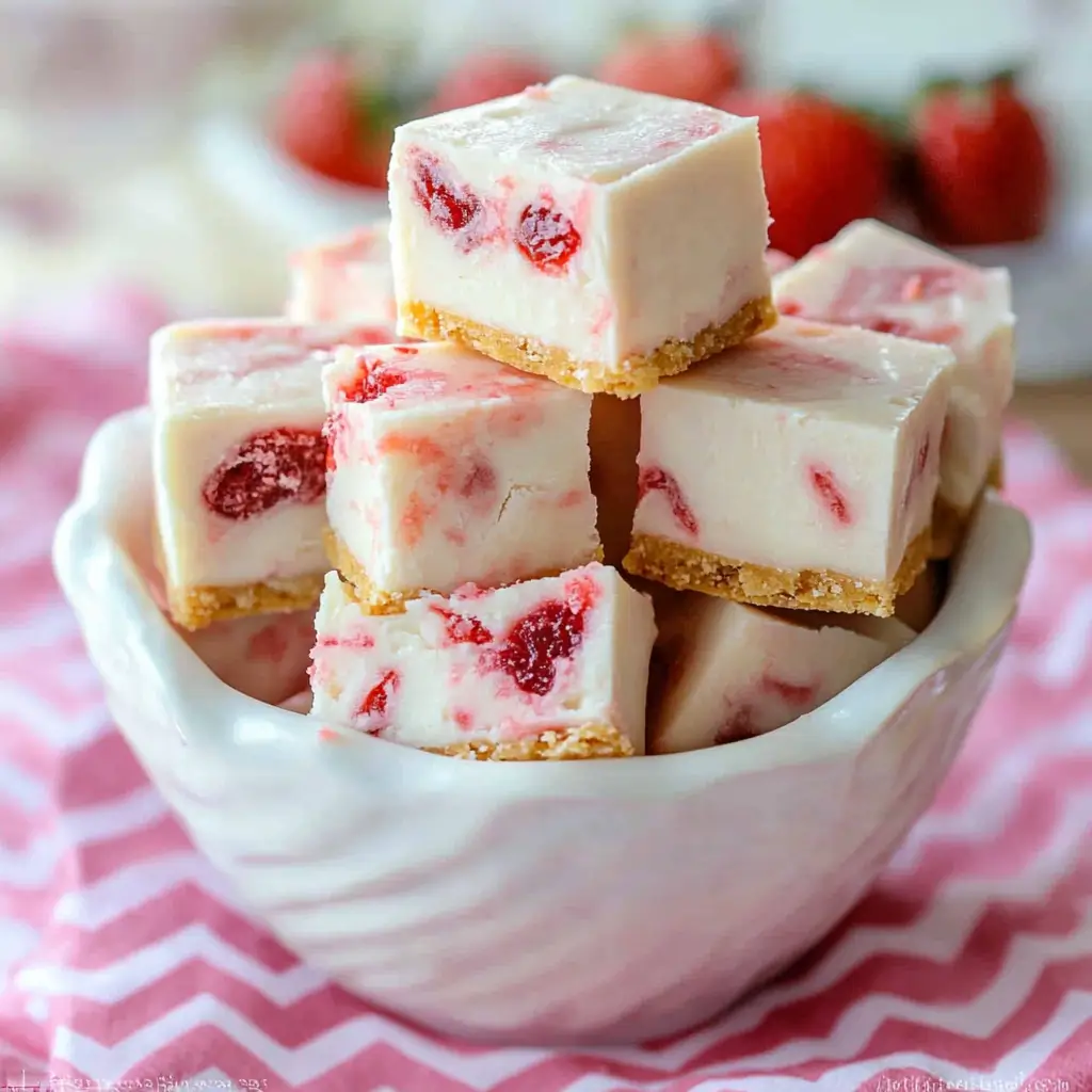 Strawberry shortcake fudge