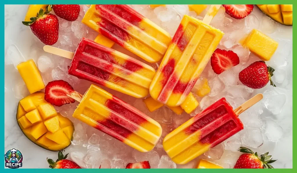Strawberry Mango Swirl Popsicles