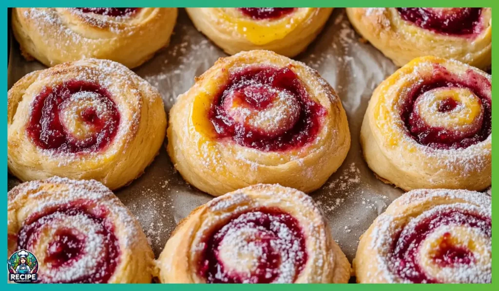 Raspberry custard buns