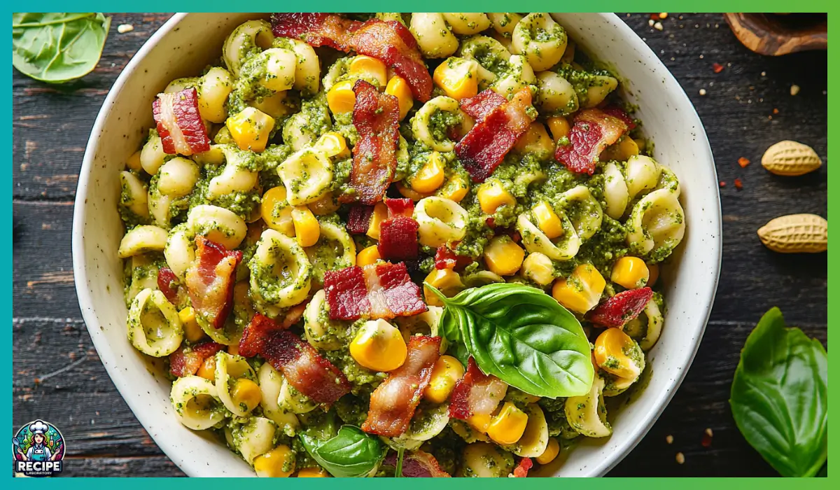 Creamy pesto pasta salad