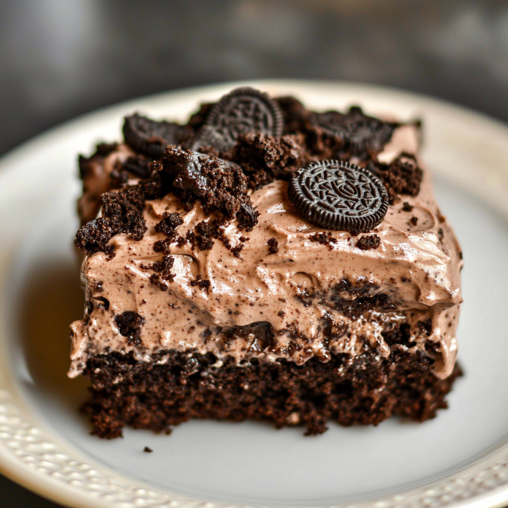 Chocolate Oreo Poke Cake