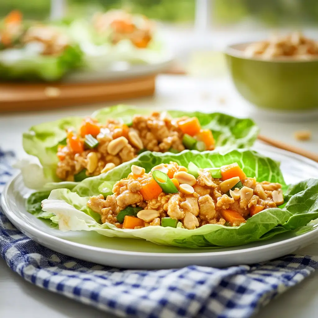 Healthy chicken lettuce wraps