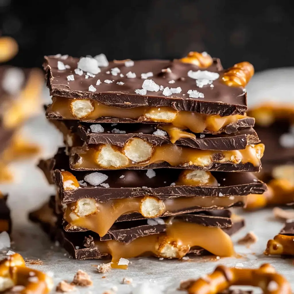 Chocolate caramel pretzel bark