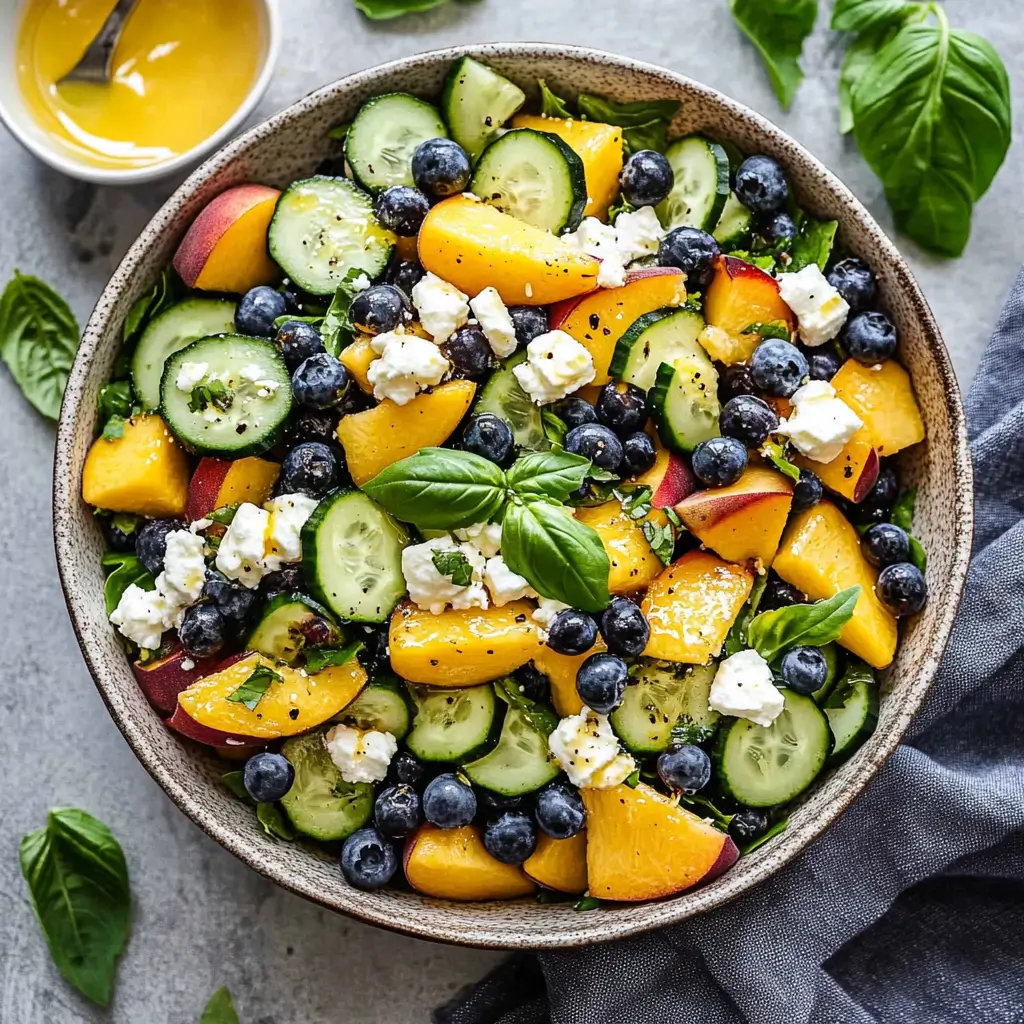 Blueberry Peach Cucumber Salad