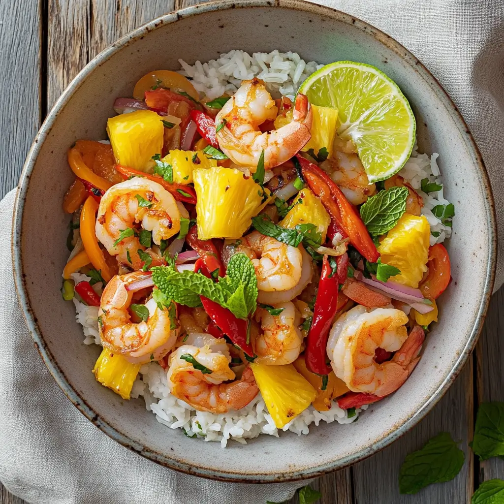 Sweet and Spicy Pineapple Shrimp